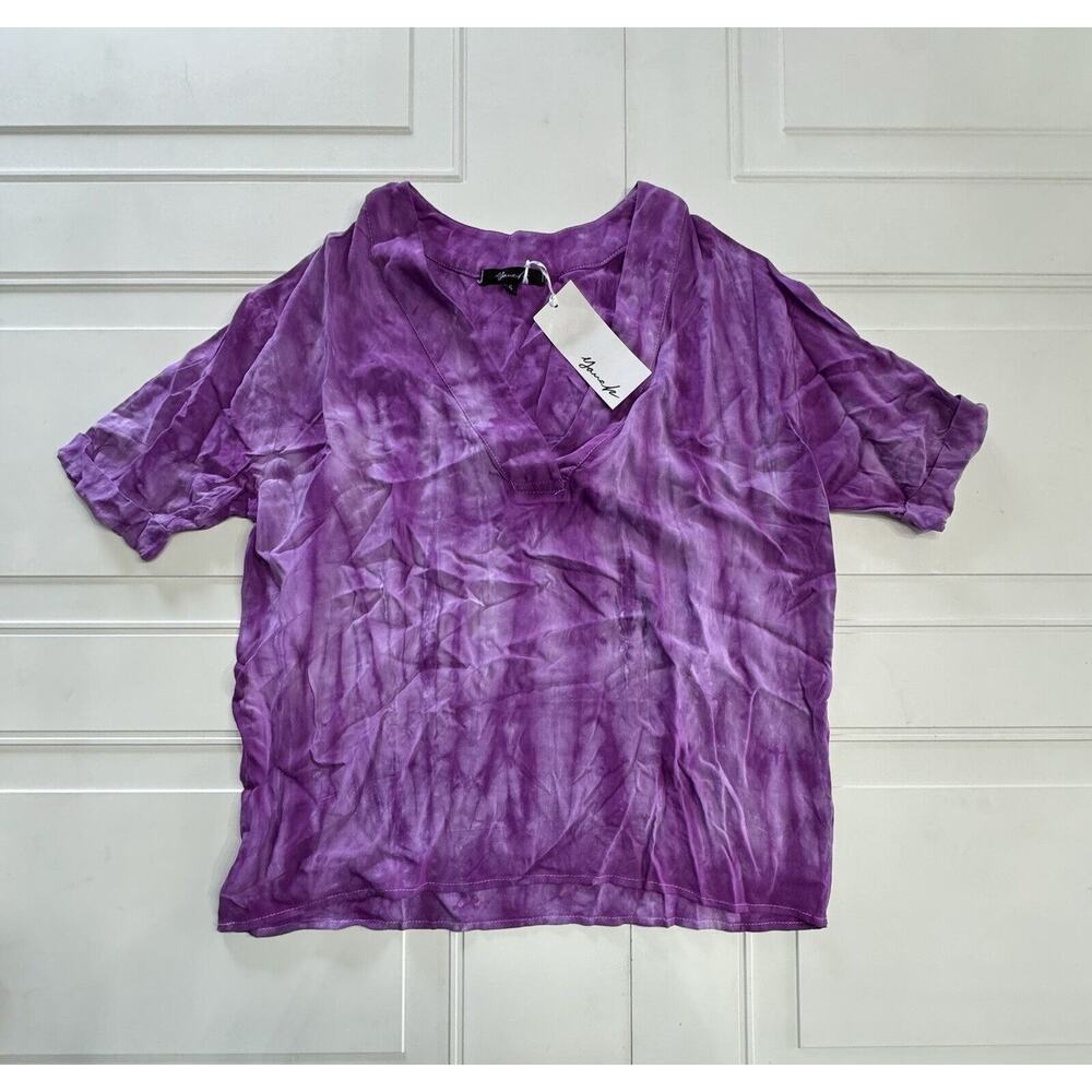 Yana K American Made T Shirt Top Purple Tie Dye Top Sz Small